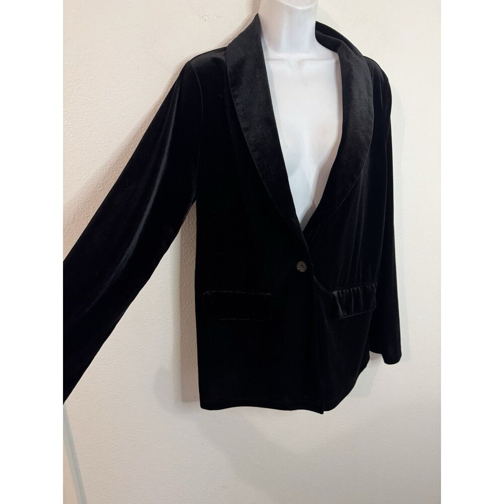 Sincerely Jules Black Velvet Blazer Jacket One Button Formal Concert Office L - Picture 2 of 7